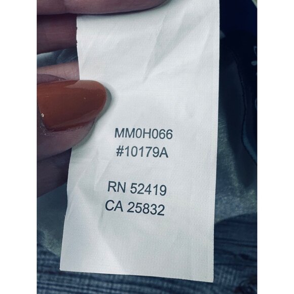 Maxine of Hollywood Navy Hula Leaf Tankini Swim Bandeau Top Size 10 Side Tie - Picture 8 of 11